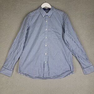 J. McLaughlin Button Down Shirt Adult XL Blue Plaid Office Church Travel Men's